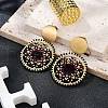 Glass Seed Bead Dangle Stud Earrings EJEW-MZ00286-01-2