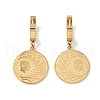Flat Round with Human 304 Stainless Steel Dangle Earrings EJEW-L283-007G-1
