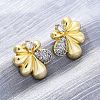 Flower Brass Micro Pave Clear Cubic Zirconia Stud Earrings EJEW-H158-12GP-1