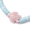 Flat Round Handmade Polymer Clay Heishi Beaded Stretch Bracelets BJEW-JB11711-02-3