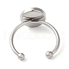 Non-Tarnish 304 Stainless Steel Open Cuff Ring Components STAS-I306-05C-P-4
