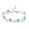 Flower Glass Beaded Bracelets for Women BJEW-TA00626-2