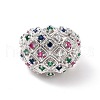 Colorful Cubic Zirconia Dome Open Cuff Ring RJEW-G270-05P-2