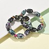 Natural Fire Crackle Agate Bead Stretch Bracelets G-P570-01C-2