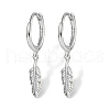 Rhodium Plated 925 Sterling Silver Dangle Hoop Earrings RO4900-2-1