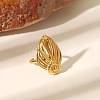 French Style Hollow Leaf Stainless Steel Stud Earrings & Pendant Necklaces & Cuff Rings Sets for Women YL4840-1-3
