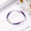 5mm Natural Fluorite Faceted Round Bead Stretch Bracelet for Girl Women BJEW-JB07116-2
