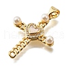 Brass Micro Pave Cubic Zirconia ABS Imitation Pearl Pendants KK-D328-03G-A-2