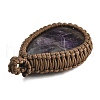 Nylon Cord Wrapped Natural Amethyst Pendants PALLOY-JF02956-3