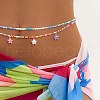Bohemian Alloy Enamel Flower Charm & Colorful Glass Seed Beaded Double Layer Waist Belly Chains for Women FS-WG951EA-01-4