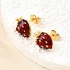 Brass Enamel Stud Earrings EJEW-F372-01A-G-3