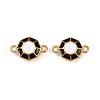 304 Stainless Steel Black and White Enamel Octagon Connector Charms STAS-Z140-11G-1