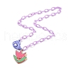 Transparent Acrylic Flower Pendants Necklaces NJEW-JN03521-03-3