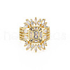 Brass Micro Pave Clear Cubic Zirconia Cuff Rings for Women or Men RJEW-T016-40G-01-1
