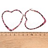 Hollow Heart with Leopard Print Alloy Hoop Earrings EJEW-Z112-01P-3