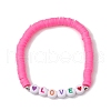 3Pcs 3 Colors Polymer Clay Disc Beaded Stretch Bracelet Sets BJEW-JB10441-02-4