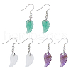 FIBLOOM 3 Pairs 3 Styles Natural Mixed Gemstone Wings Dangle Earrings with Brass Pins for Women EJEW-FI0003-19-8