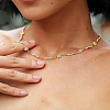 Bohemian Beach Vacation Brass Enamel Sunflower Handmade Link Chain Necklaces Women's Date Gift HM4276-6