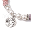 8mm Round 7-Color Natural Lava Rock & Shell Pearl Beaded Stretch Bracelets BJEW-JB10329-01-3