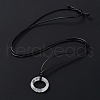 Natural Quartz Crystal Ring Pendant Necklace with Waxed Cords NJEW-R262-01B-05-3