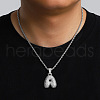 Brass Micro Pave Clear Cubic Zirconia Chunky Initial Pendant Necklaces WG24EA8-01-2