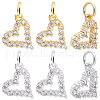 Beebeecraft 12Pcs 2 Colors Brass Micro Pave Cubic Zirconia Charms ZIRC-BBC0001-64-1