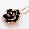 Classic Real Rose Gold Plated Eco-Friendly Tin Alloy Czech Rhinestone Flower Pendant Necklaces NJEW-BB13783-RG-2