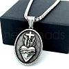 Vintage Stainless Steel Sacred Heart of Jesus Pendant Necklaces for Men IC9997-4