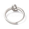 Rack Plating Brass Cubic Zirconia Arabic Letters Adjustable Rings for Women RJEW-S407-10P-05-3
