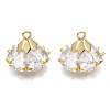 Brass Inlaid Clear Cubic Zirconia Charms ZIRC-S069-001G-1