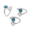 Natural Apatite & Rose Quartz Finger Rings RJEW-A068-03P-03-4
