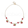 Crackle Glass & Natural Quartz Crystal Fruit Bib Necklaces for Women NJEW-JN05202-02-4