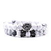 2Pcs Synthetic Howlite Round Beaded Stretch Bracelets CG7988-18-1