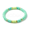 Natural Sandalwood Round & Polymer Clay Heishi Beads Stretch Bracelets Sets BJEW-JB07437-3