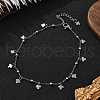 304 Stainless Steel Cable Chain Cross Tassel Anklets for Women AJEW-AN00678-1