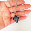 Synthetic Blue Goldstone Cross Pendant Necklace FS-WGC9DE4-13-1