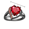 Heart Brass Micro Pave Cubic Zirconia Finger Rings FS-WG4D14B-03-4
