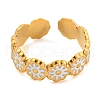 Daisy 304 Stainless Steel Enamel Open Cuff Ring for Women RJEW-Z041-02G-03-2