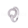 Brass Micro Pave Clear Cubic Zirconia Cuff Rings for Womem FS-WG64EB3-01-2