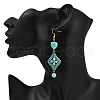 Handmade Glass Seed Beads Rhombus Dangle Earrings EJEW-MZ00468-02-3