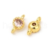 Brass Cubic Zirconia Flat Round Connector Charms KK-H204-02G-06-3