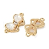 Brass Clear Cubic Zirconia Pave Natural Shell Bowknot Connector Charms KK-P283-06G-2