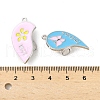 Alloy Pearl Pink and Sky Blue Enamel Split Pendants PALLOY-V006-03A-P-3