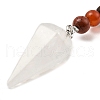 Natural Quartz Crystal Cone Pendant Keychain G-Z033-08P-01-2