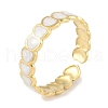 Ion Plating(IP) 304 Stainless Steel Enamel Heart Cuff Finger Rings RJEW-L107-089G-01-1