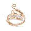 Mother's Day Jewellery Natural Pearl Beaded Open Cuff Rings RJEW-TA00110-02-4