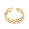 Ion Plating(IP) 304 Stainless Steel Hollow Heart Open Cuff Ring for Women RJEW-K245-28G-1