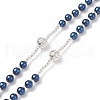 Natural Lava Rock & Glass Pearl Rosary Bead Necklace NJEW-TA00041-03-5