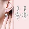 Perfect Design Heart Brass Cubic Zirconia Dangle Earrings EJEW-BB06458-4