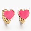 Brass Enamel Huggie Hoop Earrings EJEW-L231-61-2